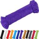 100 ft 1/4 inch (7mm) Polyester Rope (Nylon - Like Durability) Poly Flag Pole Clothes Line Camping Utility Good for Tie Pull Swing Climb Knot (Purple)