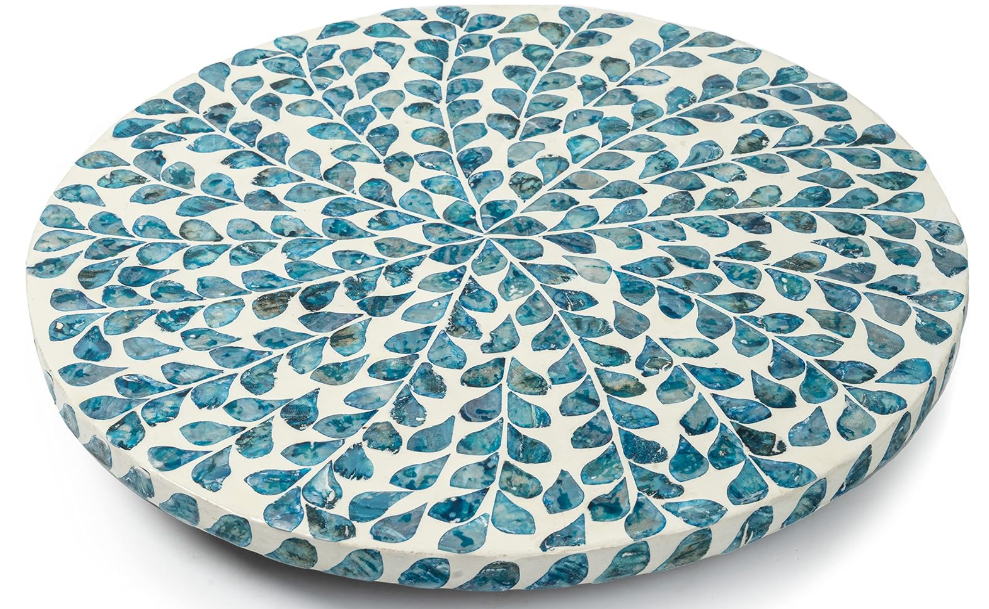 CLAYNIX Lazy Susan for Countertop  Lazy Susan for Table, Mother of Pearl Turntable Organizer, Wood Round Spinning Tray Rotating for Kitchen, Cabinet, Counter Spice Pantry.12.5 Inch