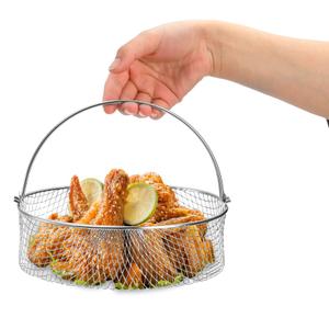 2 Pack Air Fryer Baskets, 8 Inch Air Fryer Replacement Accessory Mesh Basket with Handle