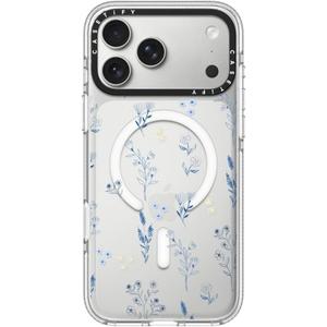 CASETiFY Clear iPhone 17 Pro  [Not Yellowing/Magsafe / Military Grade Drop Protection] - Small Blue Flowers - Clear
