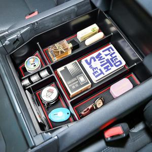 Center Console Organizer Tray Compatible with Ford F150 2021 2022 2023 2024 2025 Accessories, Middle Console Organizer Armrest Storage Box Red Trim(ONLY FOR 40/Console/40 Front-Seats)