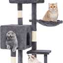 FDW | 37.8" Cat Tree Tower | Light Gray | Multi-Level Indoor Activity Center with Sisal Scratching Posts, Condos, Plush Perches, Hanging Cat Toys | Sturdy, Easy to Assemble | for Kittens & Adult Cats