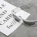 Futuristic Rectangle Sunglasses, Frosted White Frame, Gray Lenses (Transparent)