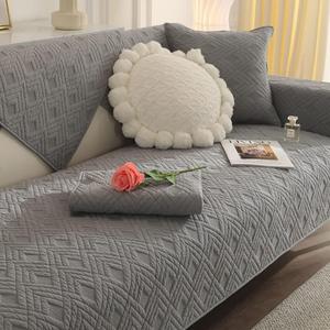 vctops Geometric Quilted Sofa Cover Cotton Sectional Couch Covers Anti Slip L Shape Couch Cover for Kids Dog, Armrest Backrest Loveseat Furniture Protector, 1 Piece/Not All Set (Light Grey,27"x27")