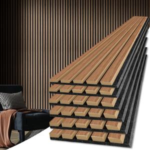 Art3d 6-Piece Wood Slat Acoustic Panels for Stylish Decor and Noise Reduction, 3D Textured Panel for Ceiling and Wall, Walnut (6Pcs - 94.5 * 7.9 Inch)