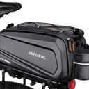 JXFUKAL Bike Bags for Bicycle Rear rack - 9.5L Hard Shell Waterproof Bike Ebike Trunk Pannier Saddle Seat Bag Carrier with Reflector, Rain Cover & Shoulder Strap for Commuter Travel Outdoor, Black