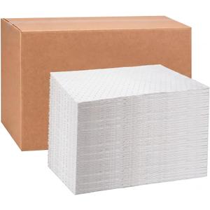Hoolerry Oil Absorbent Pads Weight Dimpled Pad Garage Accessories Water Absorbent Mat Oil Spill Mat for Absorbing Protecting Home Garage Basement(9.8 x 13 Inch,White,100 Pcs)