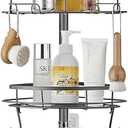 Corner Shower Caddy Tension Pole, Tension Rod Organizer, 4-Tier Adjustable Floor to Ceiling Shower Caddy 33-127inch, No Drilling Shower Shelf for Inside Shower (Gray)