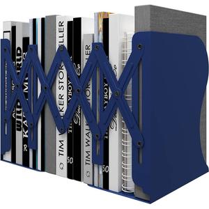 PUNCIA Desktop Adjustable Bookends Expandable Book Binder Holder Table Telescopic Bookshelf Metal Memo Bookcase Rack Shelf for Kid Child Student Office Book File Organizer Storage (Blue)