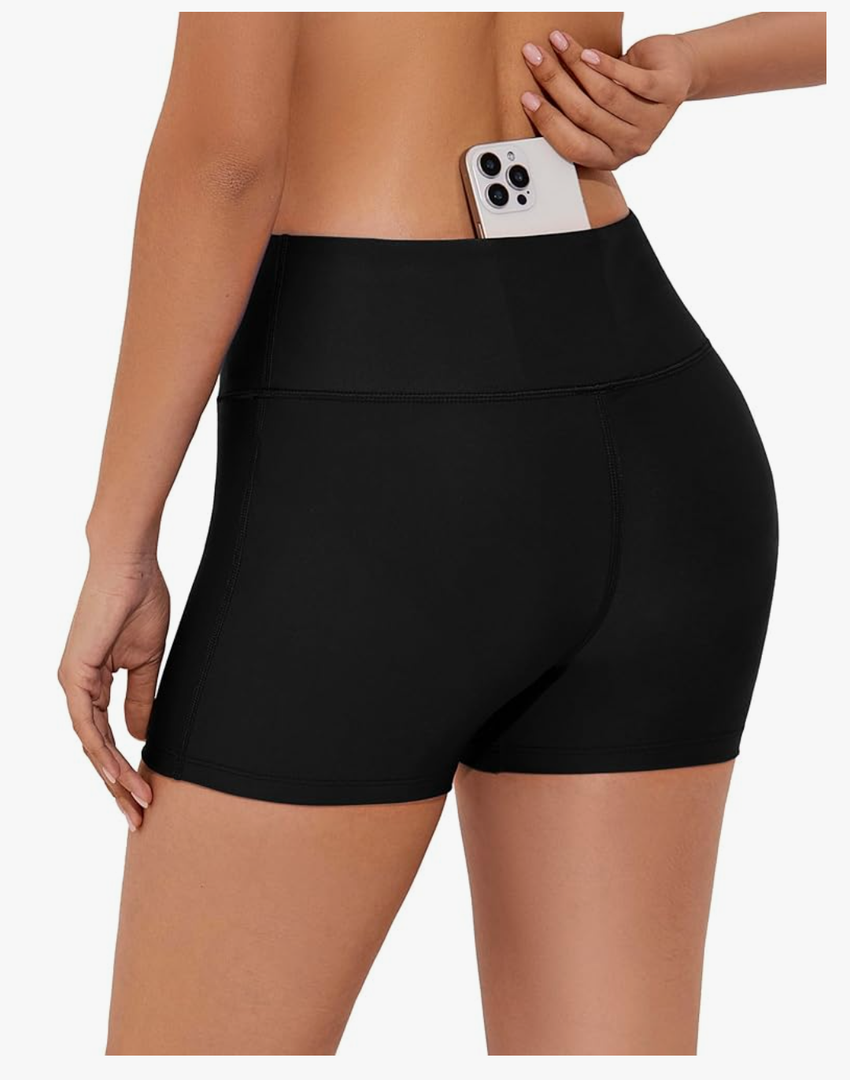 Tournesol Women's 3" Swim Shorts High Waisted Bathing Suit Bottoms Seamless Board Shorts UPF50+ Boyshorts with Pockets 160