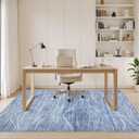 WITSHOCK 5x7 Area Rug for Living Room, Washable Rugs for Bedroom Kitchen Nursery Dining Room Office, Modern Wave Striped Rugs, Soft Thin Carpet Non Slip Low Pile for Home Decor, Blue