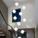 10-Lights LED Staircase Chandelier Modern Foyer Crystal Chandeliers Large Gold Chandelier for High Ceilings,Crystal Pendant Light for Living Room Stairwell Dining Room Entryway