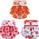 Mengelina Female Dog Diapers (3 Pack) - Washable, Reusable for Heat, Incontinence, Excitable Urination - Puppy Diapers, Size: S