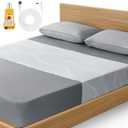 Grounding Sheets, Grounding Mat for Bed Earth Grounded Sheet Pad 10% Silver Fiber+90% Organic Cotton, for Queen, King and All Mattress Sizes, with Outlet Tester & Cord 104"*24" (White)