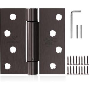 Self Closing Hinge 4 Inch Oil Rubbed Bronze Auto Close Door Hinges Adjustable 4 Inch Spring Hinges 4"x 4" Door Closer Hinge Square Corner for Commercial Grade Auto Self-Closing UL Listed, 2 Pack