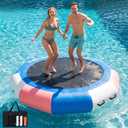 Inflatable Water Trampoline for Lake, 8FT Floating Lake Trampoline for Adults, Heavy Duty Water Swim Platform for Lake Ocean with Ladder & Ropes (No Pump)