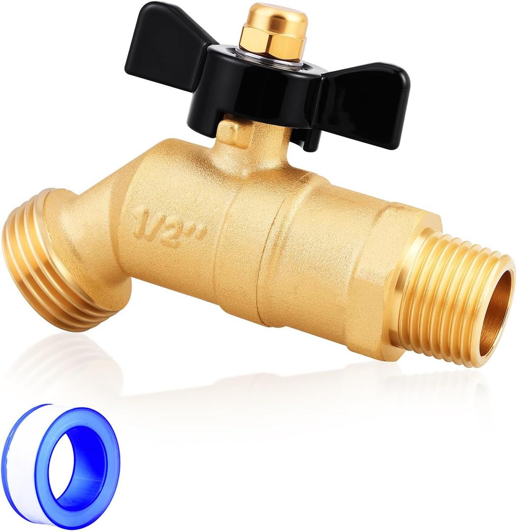 UNWAVER Outdoor Garden Faucet Spigot,Heavy Brass Bibb Full Flow Outside Faucets 1/2" Male NPT inlet Connection with 3/4" Male GHT water hose outlet (Butterfly Handle 1PCS)
