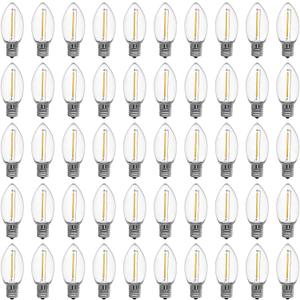 Meconard C9 Led Replacement Christmas Light Bulbs, C9 Shatterproof Plastic Led Bulbs for Christmas Outdoor String Lights, E17 Intermediate Base, Commercial Grade Holiday Bulbs, Warm White, 50 Pack