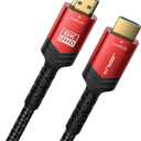 JSAUX Fiber Optic 8K Long HDMI Cable 100 ft 2.1 1 Pack 48Gbps Ultra High Speed HDMI Braided Cord, 4K@120Hz 144Hz, 8K@60Hz, HDCP 2.2&2.3, HDR 10, eARC Compatible with Laptop Monitor UHD TV PS5 PS4-Red (100ft)