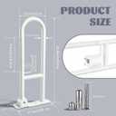 22.5 Inch Toilet Grab Bar, HUAS White Anti Slip Bathroom Toilet Safety Rails, U Shaped Flip-Up Handicap Grab Bars w/Paper Holder, Stainless Steel Support Handrail for Elderly Disabled Senior