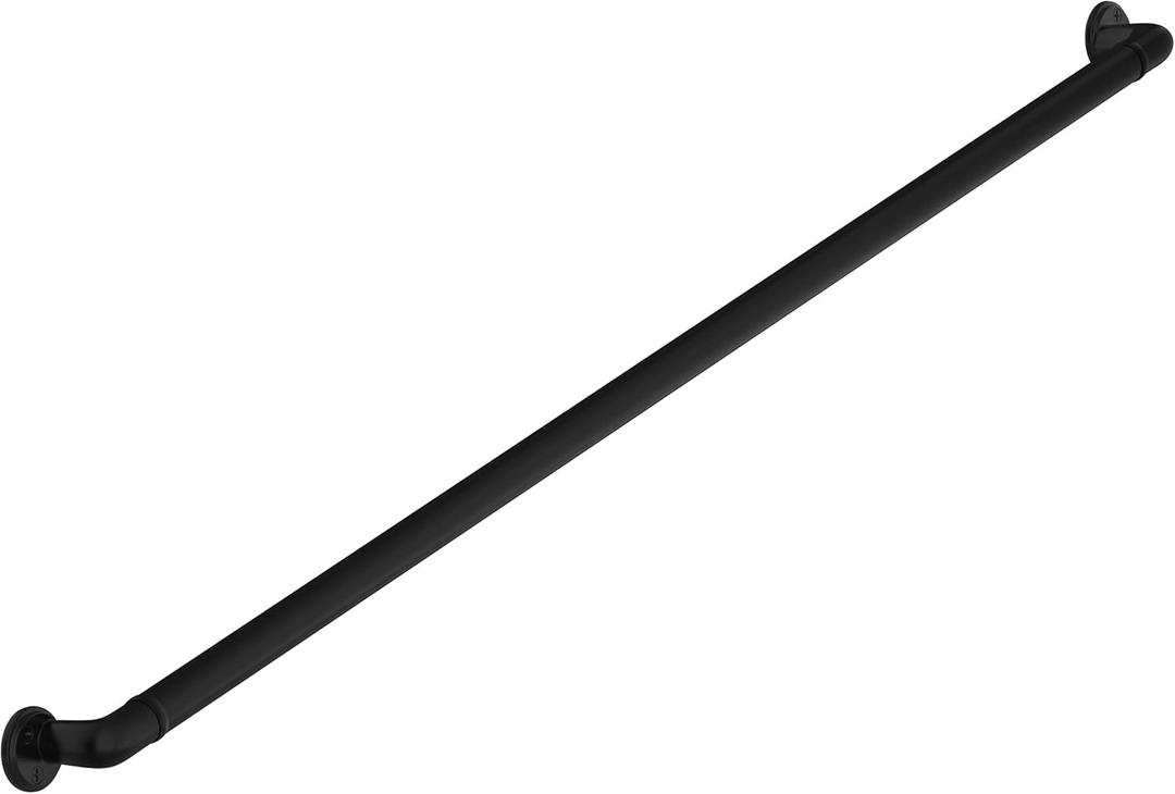 Meranti Aluminum Handrail for Stairs - ADA Compliant Wall Returns - Handrails for Indoor Stairs - Metal Handrail, Powder Coated for Outdoor Environment, DIY Handrail Kit (WHR, Black Textured, 5' L)