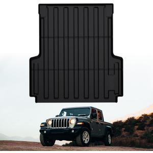LASFIT 5FT Bed Mat for Jeep Gladiator JT 2025 2024 2023 2022 2021 2020 (60 inches), All Weather TPE Custom Fit Truck Bed Mat Truck Cargo Bed Liner, Black
