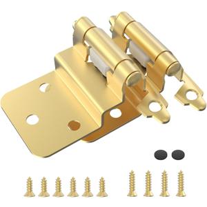 Chibery 3/8 Inch Inset Cabinet Hinges, 25 Pairs(50 Pack) Self Closing Flush Face Mount Hinges with Door Bumper, Variable Decorative Hardware for Bathroom, Furniture, Kitchen Cabinet Doors, Brass Gold