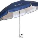 AMMSUN Chair Umbrella with Universal Clamp Adjustable 47 inches and 360 Swivel & UPF 50+ Protection Portable Sun Umbrella, Secure Clip on Camping/Beach Chairs, Stroller, Wheelchair, Golf cart, Lounger, Navy Blue, Large-sized