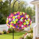 Elyum 2 Pack Artificial Hanging Flowers for Outdoors, Fake Flowers Artificial Petunias Hanging Baskets for Outdoors, UV Resistant Fake Hanging Plants Flowers for Outside Garden Patio Porch Decor