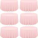 6 Pack Pink Round Tablecloths - 120 Inch Polyester Table Cover, Stain and Wrinkle Resistant, Wedding Banquet Parties