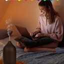 Essential Oil Diffuser,Handcrafted Ceramic Diffuser for Home,Ultrasonic Cool Mist Air Diffuser, 9 Colors Night Light with Timer (Black)