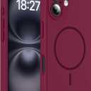 Magnetic for iPhone 16 Plus Case, Compatible with MagSafe, Full Camera Protection, Military-Grade Protection Silicone 3.0mm Thicken Phone Cover for 16 Plus 6.7", Wine Red