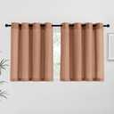 NICETOWN Terracotta Linen Kitchen Curtains 36 inch Length, Decorative Thick Flax Small Window Treatments Privacy Assured with Light Filtering for Bedroom/Bathroom, W55 x L36, 2 Panels