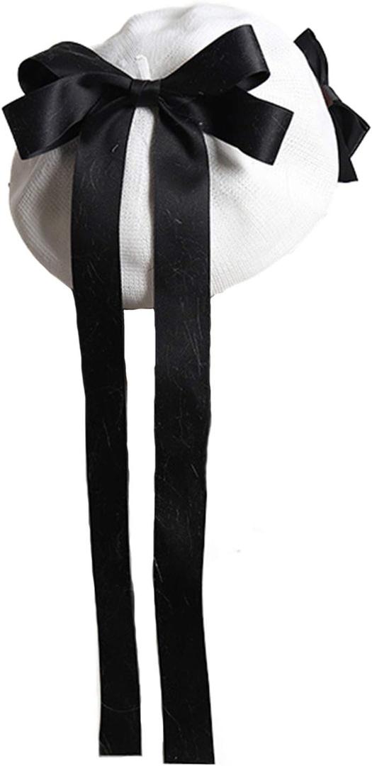LittleLuluda Women Lolita Painter Hat Beret Cap with Bowknot