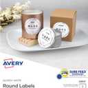 Avery Printable Round Labels with Sure Feed, 2.5" Diameter, Glossy White, 90 Customizable Labels (22830)