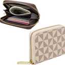 Veki Women's Credit Card Holder, RFID Leather Zipper Wallet, Small Zipper Card Case for Men and Women (White)