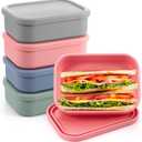 Layhit 4 Pcs Silicone Bento Box Lunch Box for Adult, 23.7 oz Reusable Sandwich Containers Food Storage with Lids Airtight for Lunch Meals Snacks, Dishwasher Freezer Safe (Matte Multicolor)