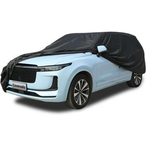 Coverado Car Cover Waterproof All Weather, Outdoor SUV Car Cover Rain Sun UV Snow Protection, Car Covers for Automobiles, 210D Breathable Universal Full Exterior Covers Fit for SUV (170"-190") (Black)