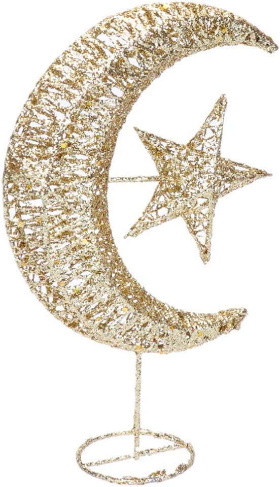 20cm Wrought Christmas Tree Topper Glittering Star Moon Treetop Decoracin Party Supplies Golden