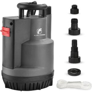 FLUENTPOWER 1/2HP Submersible Sump Pump 2500GPH Utility Water Pump, Auto/Manual Control by Integrated Float Switch, with 16.4 Ft Cord for Pool Tub Garden Pond Flooded Basement Draining