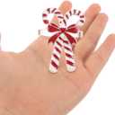 DOITOOL Christmas Napkin Ring Set of 4: Candy Cane Napkin Rings Metal Christmas Holder Holiday Ring Holders Buckle for Dinning Table Decoration