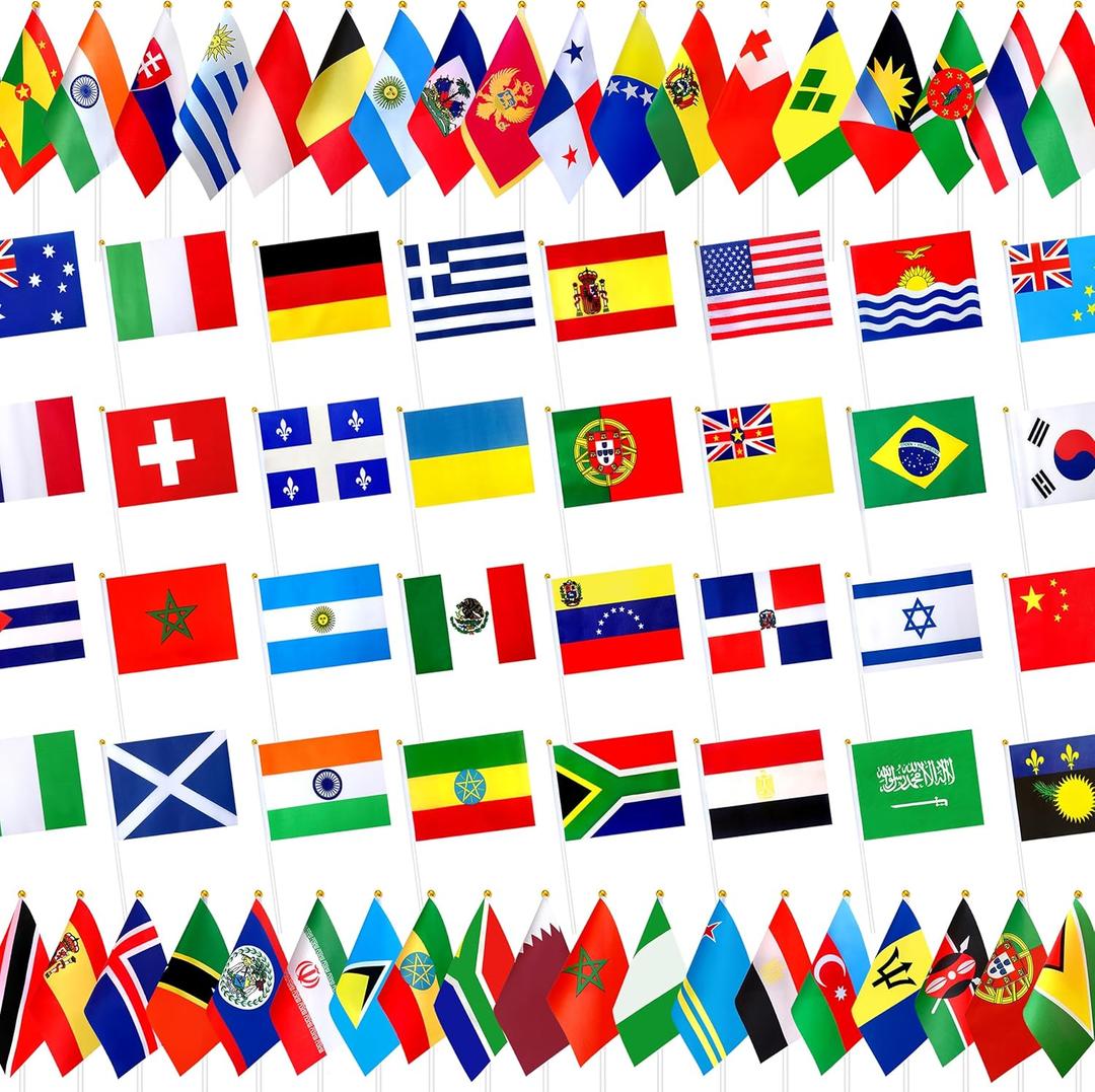 226 Countries International Flags of the World Small Mini Hand Held Flags on Stick,All Countries Flags,8.2 x 5.5 Inch