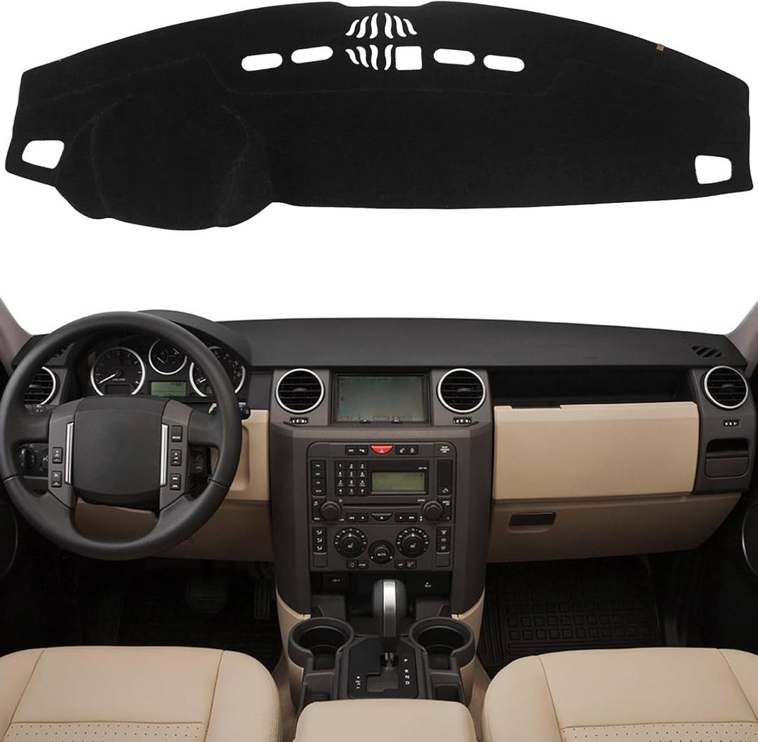 KEYOOG Dashboard Cover Dash Mat Fit for La-nd Rover 2009-2005 LR3,2016-2010 LR4,2013-2006 Range Rover Sport (Without HUD Models),Car Dash Board Mat Anti-Glare Carpet,Non-Slip Pad (Black)