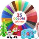 25 Colors 250 Feet 3D Pen Filament Refills, Each Color is 10 feet, 1.75mm PLA 3D Pen Refills for 3D Printing Pen, Compatible with MYNT3D SCRIB3D 3D Printing Pen, Not Support for 3Doodler Pen