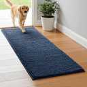 subrtex Bath Mat, Chenille Bath Rug, Soft Short Plush Bath Mat, Water Absorbent Shower Mat, Quick Dry, Machine Washable, Navy, 24' x 60'