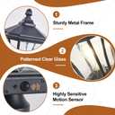 Motion Sensor Outdoor Post Lights with Pier Mount Base, Dusk to Dawn Outdoor Pillar Lamps Waterproof Exterior Post Lamp with Patterned Glass Outdoor Pole Lights for Patio, Porch, Gate