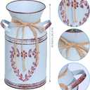 Vintage Galvanized Milk Can, Farmhouse Decorative Flower Vase, Rustic Shabby Chic Vase with Handle for Home Office Decor 7.5"