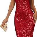 GRACE KARIN Womens Sequin Sparkly Dresses Formal Spaghetti Strap Midi Bodycon Dress Glitter Backless Wedding Cami Dress Slit (10)