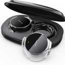 Micool Open Ear Headphones Bluetooth 5.4, Sport On Ear Headphones Wireless, Water-Drop Shaped Noise Cancelling Clip On Headset Bluetooth with Long Battery Life, Comfort Fit 4 Microphones Earphones (Shiny black-silver)
