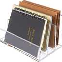 Acrylic Mail Organizer File Sorters for Desk,3-Section Laddered Desktop Vertical Letter Holder,Desk Organizer Workspace Organizer